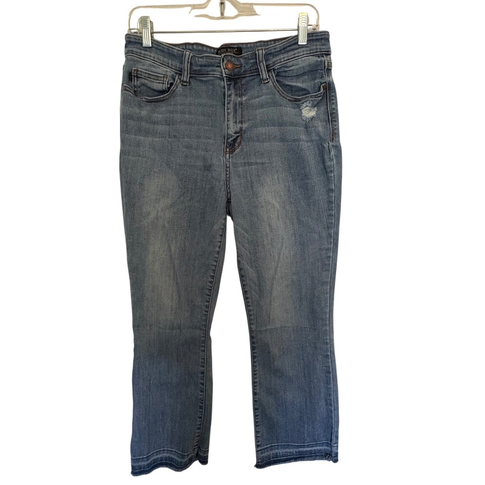 Judy Blue Cropped Bootcut Jeans 13/31 Medium Wash Raw Hem JB82589MD-CO